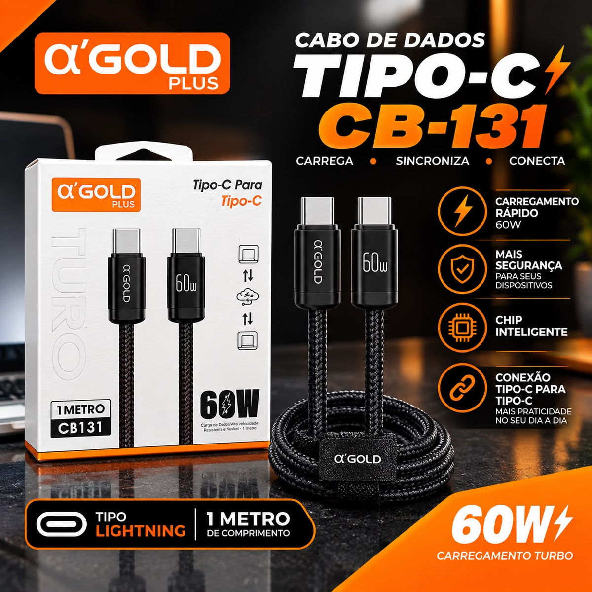 Cabo de Carregador Tipo C CB-131